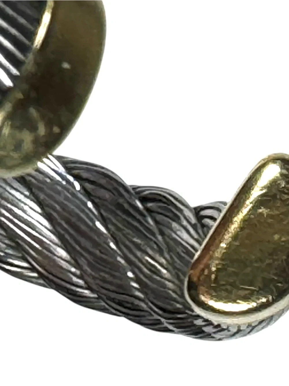 Pascale H Signed Stainless Steel & 18K Gold Cable Cuff Bracelet